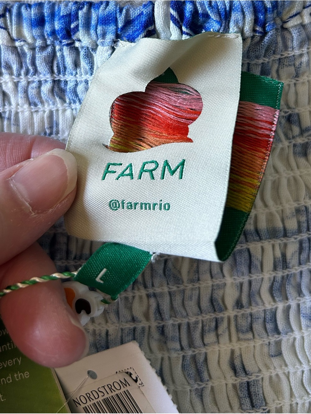 FARM Rio Garden Tiles Tie Belt Button Front Linen Blend Romper Size Large NWT - Picture 10 of 10